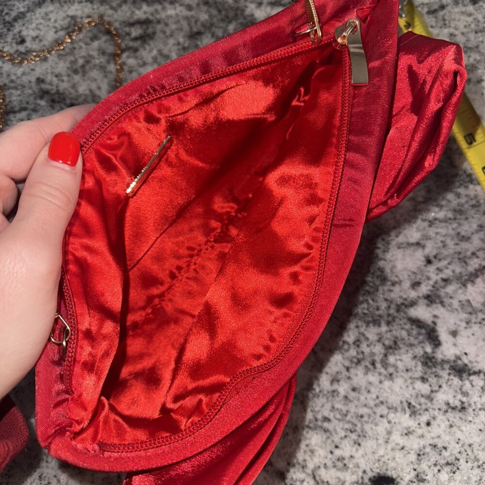 Elegant Red Satin Bow Clutch – Evening / Formal Purse - Picture 7 of 7